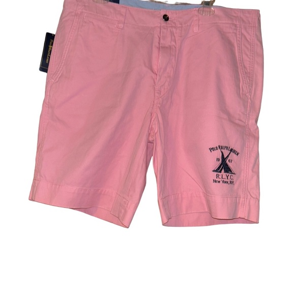 New men Ralph Lauren pink yacht club New York shorts size 36 - Picture 1 of 5